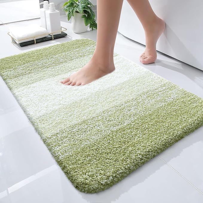 OLANLY Small Bathroom Rugs Mat 24x16, Extra Soft Absorbent Microfiber Bath Rugs, Rubber Backing, Quick Dry, Washable Bath Mats for Bathroom, Tub and Shower, Home Decor Accessories, Mustard Yellow