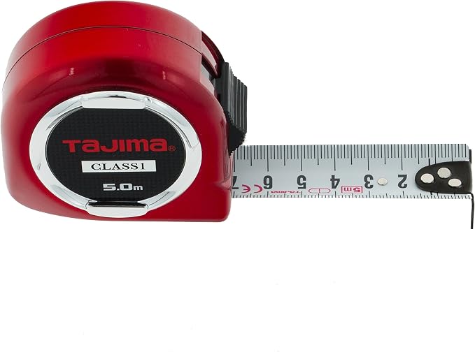 Tajima H1550MW Class 1"Hi Lock" Measuring Tape, Red, 5 m x 25 mm