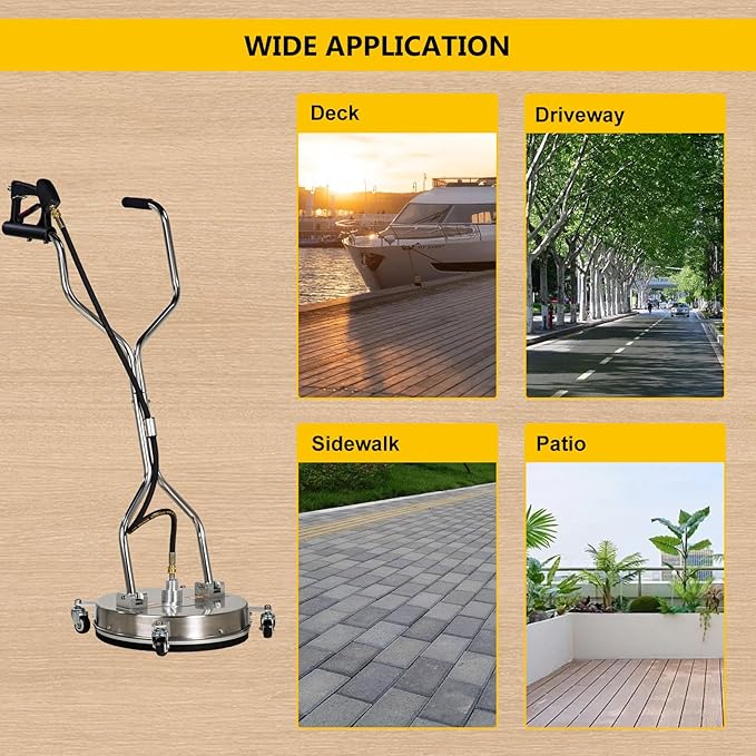 OCPTY 16.5" Pressure Washer Surface Cleaner with 4 Wheels 3/8" Quick Connector and Washer Accessories,4.0 GPM Pressure Washer Attachments For Concrete, Patio, Sidewalk, Deck And Driveways,4000 PSI