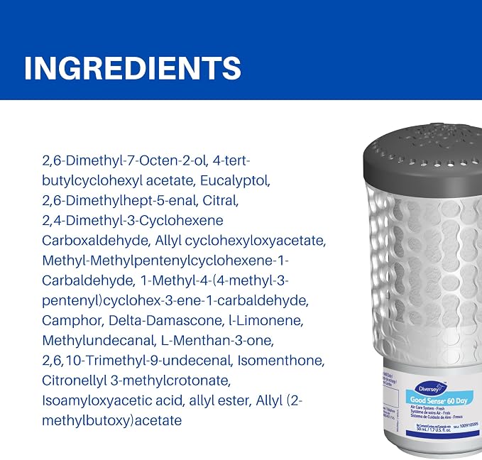 Diversey 100910595 Good Sense 60 Day Air Care System Refill, Continuous Odor Control Air Freshener Cartridge, Odor Neutralizing, Fresh Scent, 1.7 Ounce (Pack of 6)