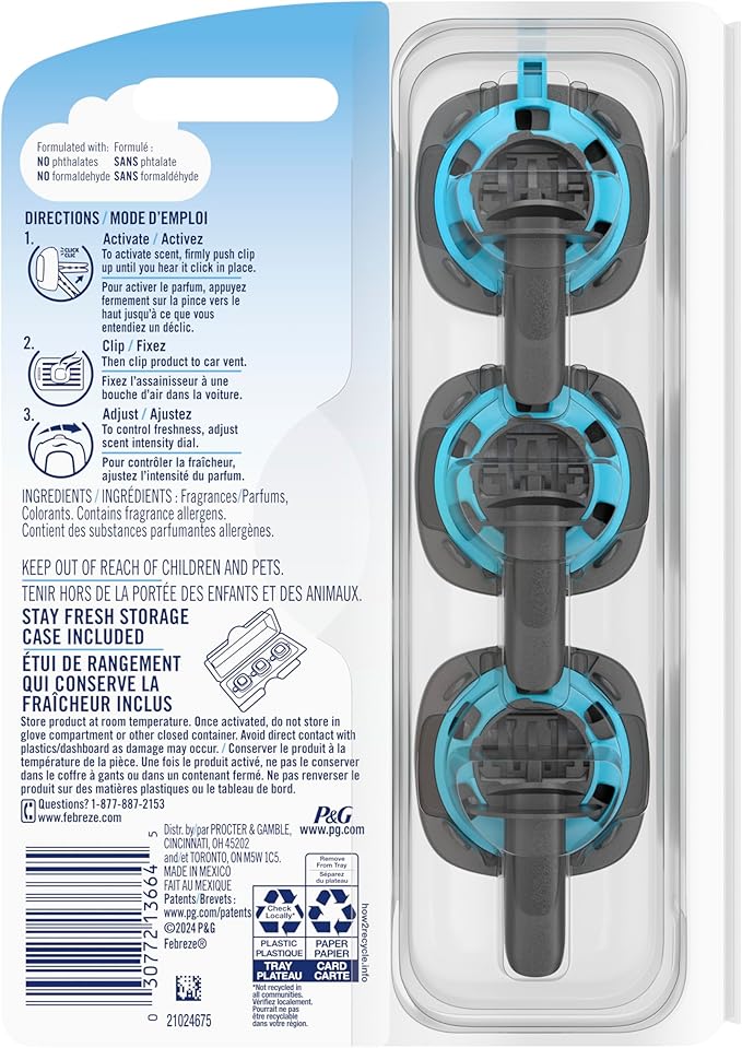 Febreze Car Vent Clip Air Freshener, Hawaiian Aloha, 0.037 Pound