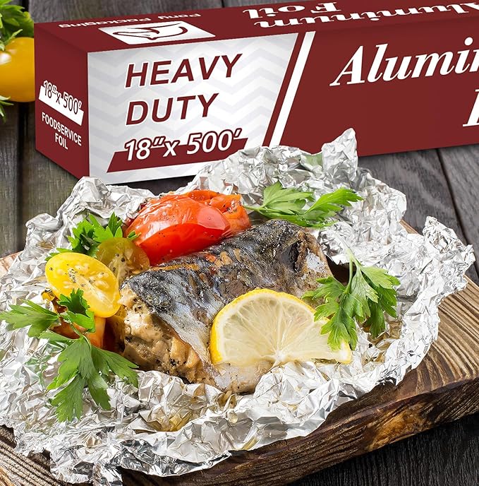 6 Count Heavy Duty Aluminum Foil Roll for Food 18 Inches 500 FT Heavy Duty Food Safe Foil Wrap Pony Package