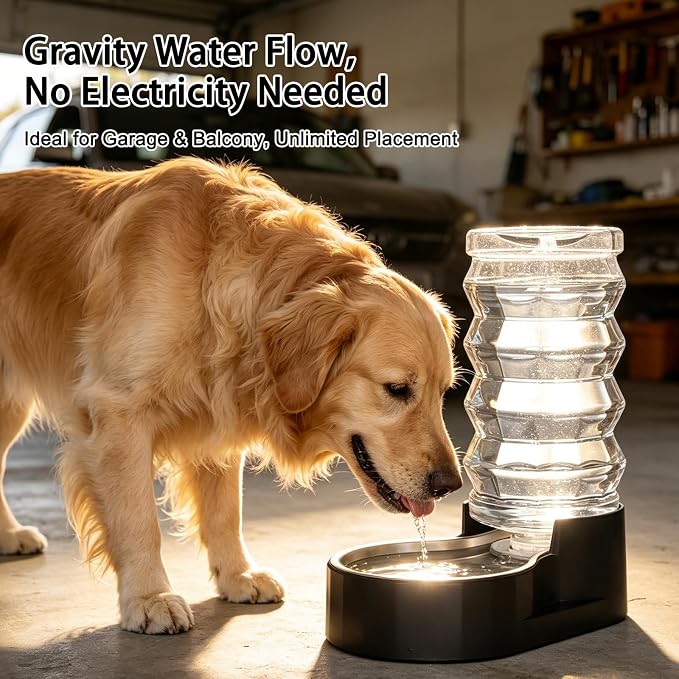 RIZZARI 9L Filtered Dog Water Dispenser: Large Capacity Multi Pet Solution | No Power Needed/Dishwasher-Safe/BPA-Free/Spill-Resistant/ For Multi-Dog Homes/Garage/Balcony