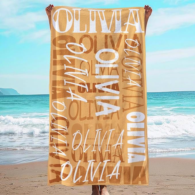 JML Personalized Beach Towel with Name, Custom Beach Towel with Name, Customized Microfiber Pool Towel, Quick Dry & Absorbent Swim Towel for Adult,Anniversary, Birthday, Summer Holiday,Vacation