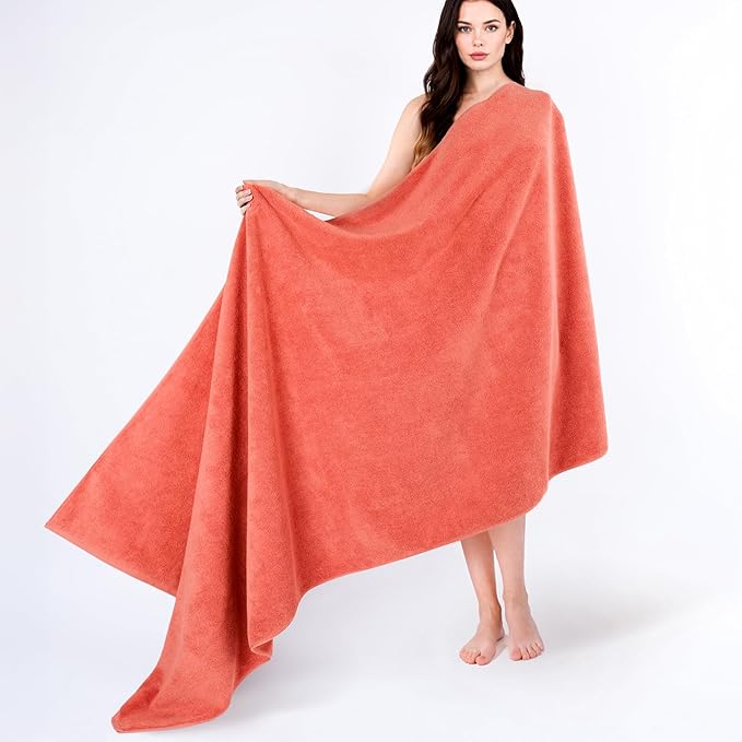 Cotton Paradise 100% Cotton Turkish Towel, Soft Absorbent Quick Dry, 40x80 Oversized Bath Sheet Towel, Coral