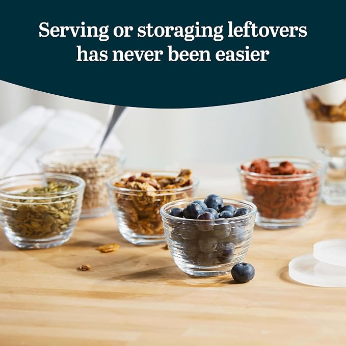 Libbey Small Glass Bowls with Lids Set of 8, Food Storage Prep Containers | Set of 8 Glass Bowls with Secure Lids Store Leftovers, Snacks, Sauces & Meal Prep Ingredients; Dishwasher Safe for Daily Use