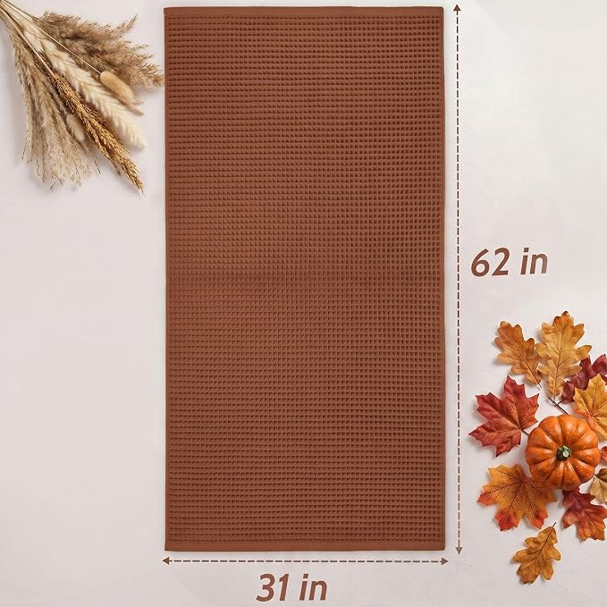 Waffle Bath Towels Set of 2 (Rust) - Fall Bathroom Decor, Large 31” x 62” | Low Lint, Lightweight & Quick Dry Cotton Towels