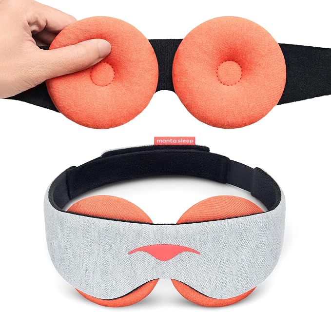 Manta Steam Sleep Mask - Reusable Near-Blackout Sleeping Mask for Relaxation & Restful Sleep - Adjustable Microwavable Steam Eye Cups for Natural Hydration, Eye Strain & Sinus Relief
