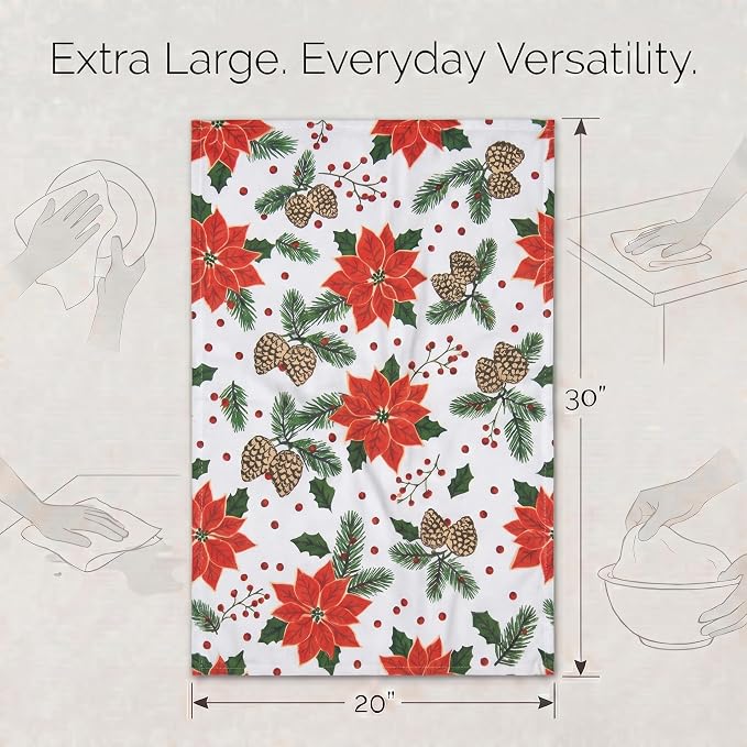 Urban Villa Kitchen Towels Cotton Dish Towels 20”x30”(Set of 6) Pinecone