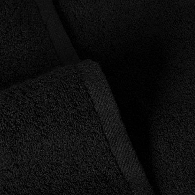 SALBAKOS 100% Turkish Cotton Bathroom Towel Set of 6-Piece, Black | 630 Gsm Thick Super Soft Highly Absorbent 2 Bath + 2 Hand + 2 Washcloth Towels Sets, Giftable, Hotel Quality, Made in Turkey