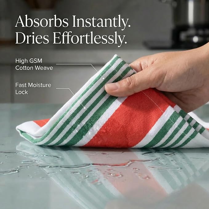 Urban Villa Kitchen Towels Cotton Dish Towels 20”x30” (Set of 6) Christmas