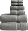 Springtree Home Luxury Bamboo Rayon Bath Towel Set | 6-Piece Set | Carbon | 35% Bamboo Rayon - 65% Zero Twist Cotton | Absorbent Quick-Dry Towels for Bathroom | Ultra Soft | OEKO-TEX Standard 100