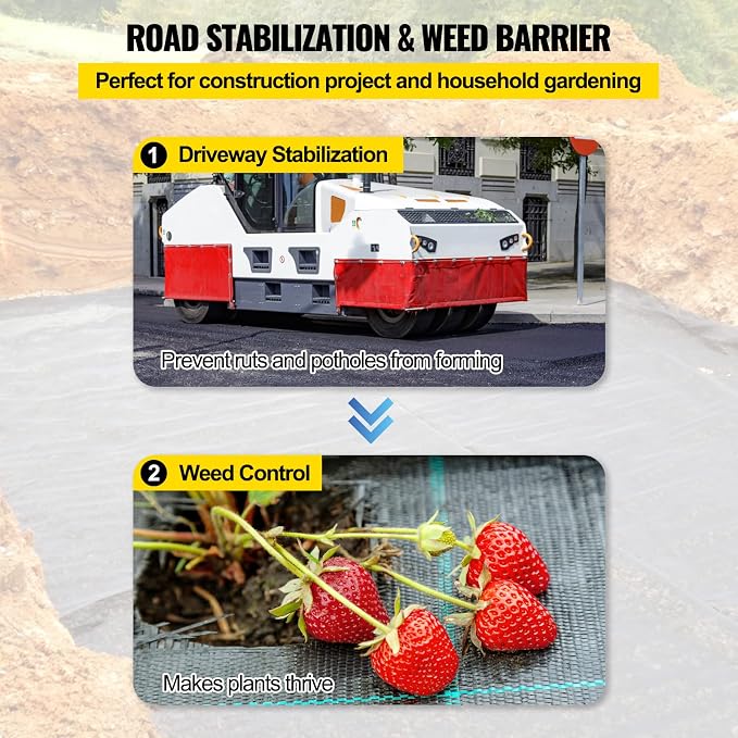 Happybuy Driveway Fabric, 13x60ft Commercial Grade Landscape Fabric, Garden Weed Barrier Fabric Heavy Duty, Geotextile Fabric Underlayment Gravel, Ground Cover Drainage Fabric, Weed Mat Cloth | Landscape Fabric, Woven Geotextile Fabric, Landscaping Fab...