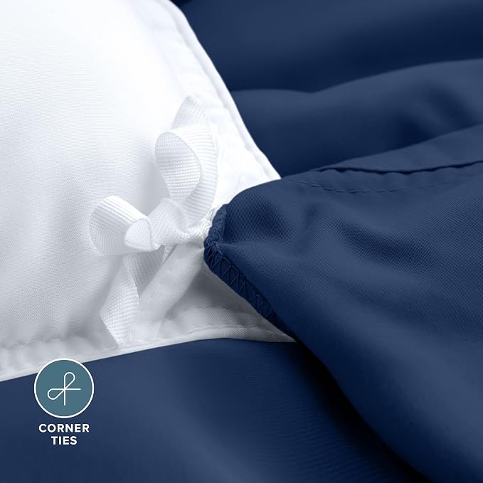 Bare Home Bedding Duvet Cover Queen Size - Premium 1800 Super Soft Duvet Covers Collection - Lightweight, Cooling Duvet Cover - Soft Breathable Bedding (Queen, Dark Blue)