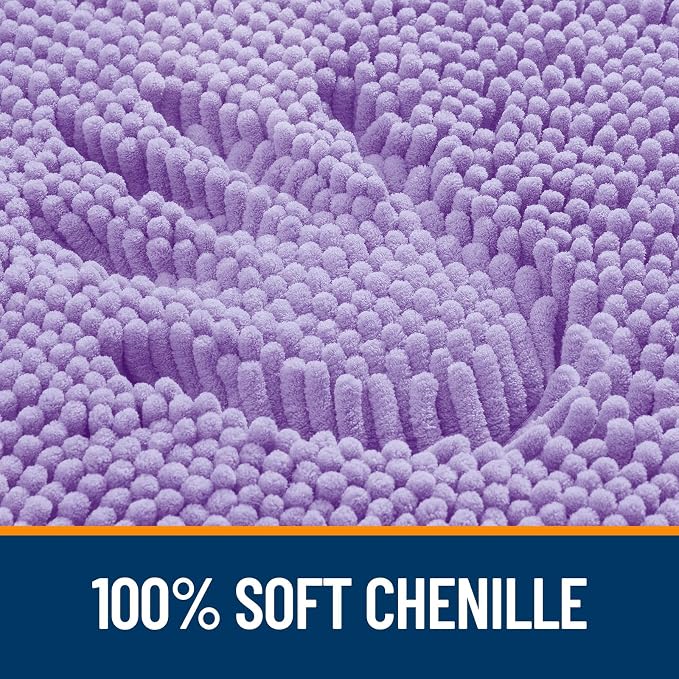 OLANLY Toilet Rugs U-Shaped 20x20, Extra Soft Absorbent Chenille Contour Bathroom Rugs for Toilet, Dry Quickly, Machine Washable, Non-Slip Bath Mat, Lavender