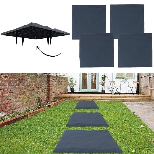 4Pcs Large Stepping Stones Outdoor Garden Walkway, Durable Plastic Pavers for Patio, Pathway, and Landscaping, Weatherproof Stepping Stones with Ground Stakes for Easy Installation