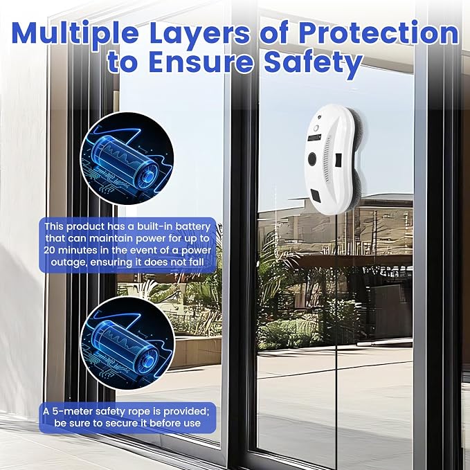 Window Cleaning Robot, Auto-Spray Window Cleaner, AI Path Planning & Edge Detection, 3000Pa Suction, Remote Control, Ideal for Glass Windows that are Difficult to Reach Manually