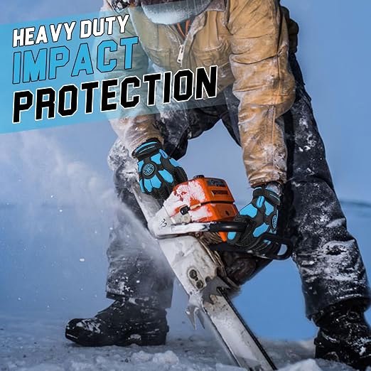 HANDLANDY Winter Impact Resistant Work Gloves for Men, Padded Palm Grip Heavy Duty Working Glove (X-Large, Blue)
