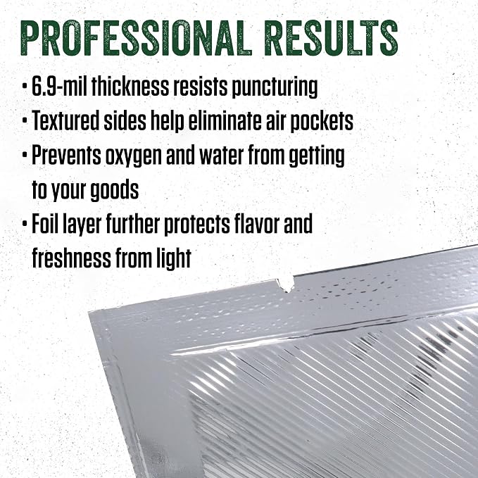 LEM Products MaxVac Textured Mylar Vacuum Sealer Bags, 11" x 13", 50 Count