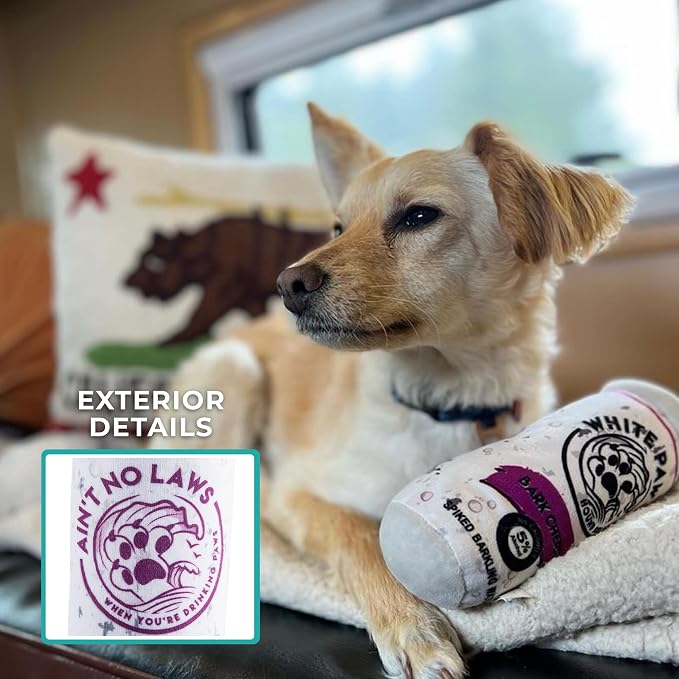 Haute Diggity Dog White Paw Bark Cherry, Plush Designer Dog Toys with Interactive Squeaker, Stimulating Pet Enrichment, Machine-Washable & Safe Materials for All Breeds, One Size