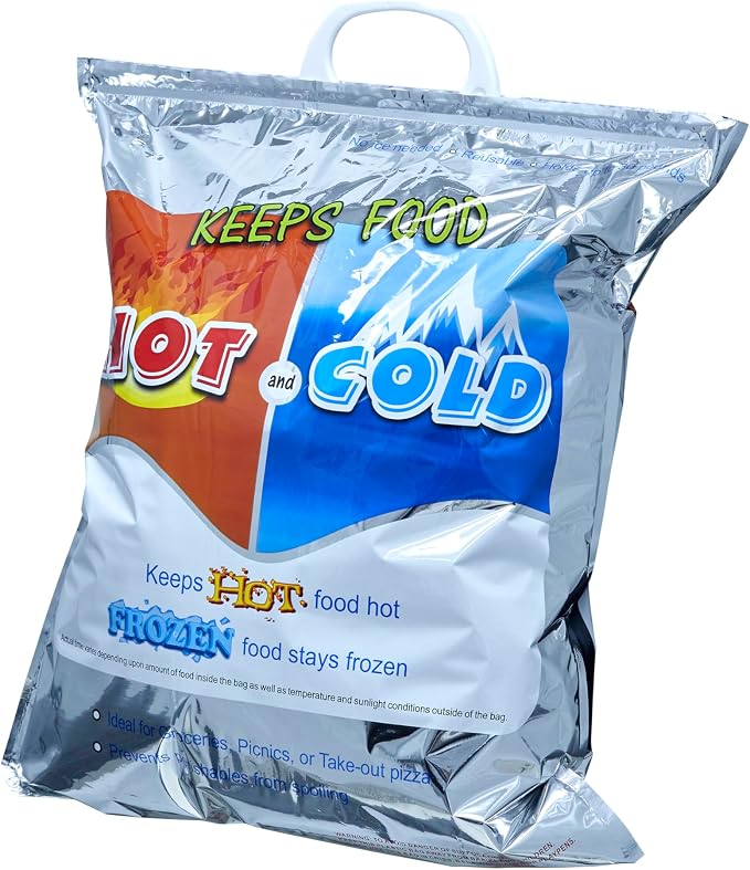 Superio Hot and Cold Insulated Bags for Food Delivery, Grocery Shopping Bags, Food Storage for Hot and Frozen Food for Travel, Disposable Cooler Bag, Reinforced Thermal Lunch Bag (12, 16"x19.25")