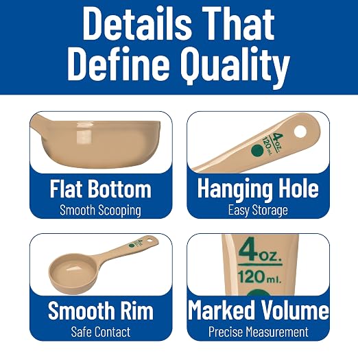 Carlisle FoodService Products 432806 Short Handle Portion Control Spoon, 4 Ounces, Beige (Pack of 12)