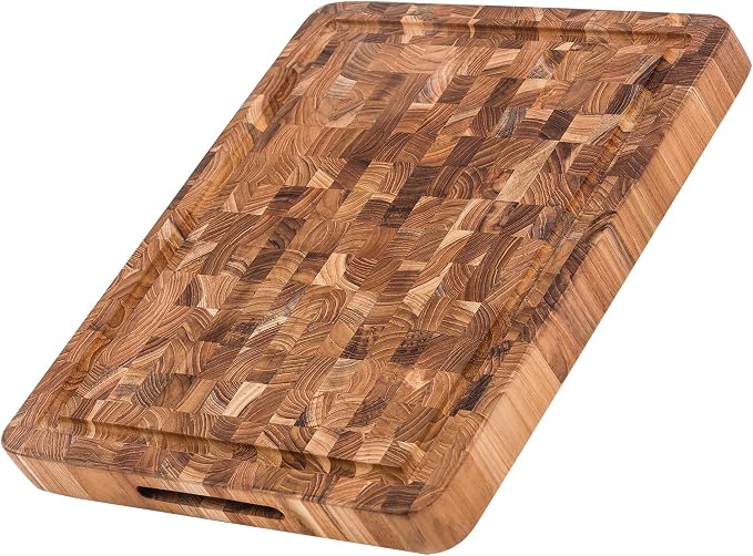 Teakhaus Butcher Block Carving Board - Medium Thick Cutting Board with Juice Groove - Holiday Gift Ideas for Men and Women - Gift-Ready End Grain Wood, Knife Friendly - FSC Certified