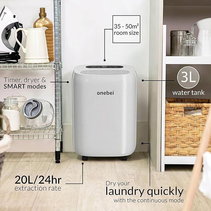 2500 Sq.Ft Dehumidifier, Max 50 Pint/D, Smart Compressor Dehumidifier with 2.8L Water Tank, 1-24H Timing, Auto Defrost, Automatic Cycle Dehumidification for Basement, Bathroom, Bedroom