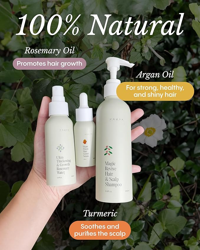 Frøya Organics The Complete System For Mature Hair & Scalp | Scalp Balance and Fuller Looking Hair | Rosemary Pumpkin Seed Turmeric Calendula | Botanical Formula | 60 Day Supply
