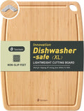 Lightweight Durable Bamboo Cutting Board with Non-Slip Feet, Extra Large Big Wood Cutting Boards for Kitchen with Juice Groove, Wooden Charcuterie & Chopping for Fruit, Vegetables & Cheese