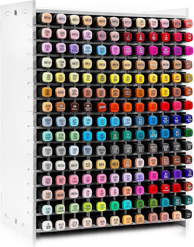 Art Marker Storage Rack for 180 Markers, Watercolour Brushes Pens Color Pencils Organizer Holder for Desk