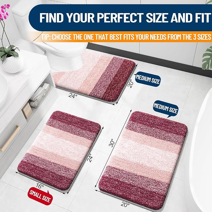 OLANLY Bathroom Rugs Mat 34x21, Extra Soft Absorbent Microfiber Bath Rugs, Rubber Backing, Quick Dry, Machine Washable Bath Mats for Bathroom Floor, Tub and Shower, Home Decor Accessories, Red