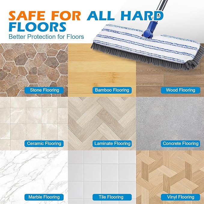 Masthome Dual Sided Flip Mop, Wet Dry Microfiber Dust Mop with 4 Pads & Scraper, 360° Swivel for Hardwood, Laminate, Tile, Pet Hair Cleaning