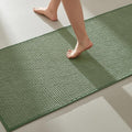 TYUU Bathroom Runner Rugs, Long Bath Mat Runner Washable Thin Quick Dry Low Pile Bathroom Runner Rugs Non Slip, Sage Green 16"x60"
