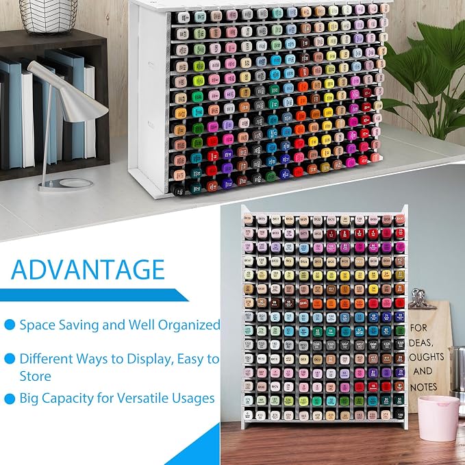 Art Marker Storage Rack for 180 Markers, Watercolour Brushes Pens Color Pencils Organizer Holder for Desk