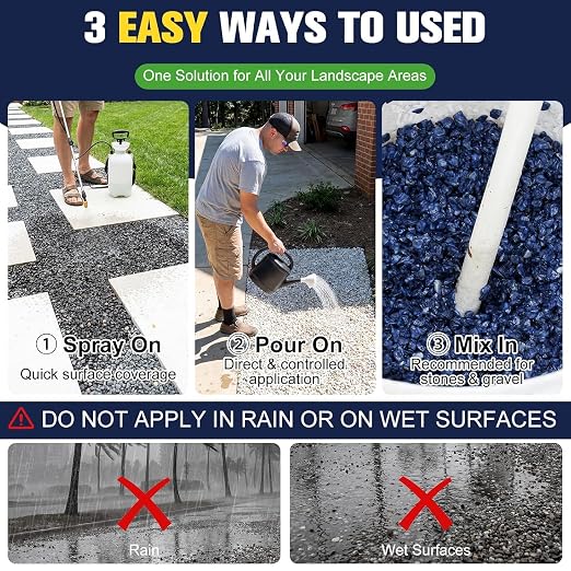 Teexpert Rock Glue for Landscaping: 2 Gallon Dry-Clear Mulch Binder Water-Based Landscape Gravel Adhesive for Pea Gravel, Lock Stones, Rubber Mulch, Wood Chips in Place, Garden Beds, Walkways & Patios