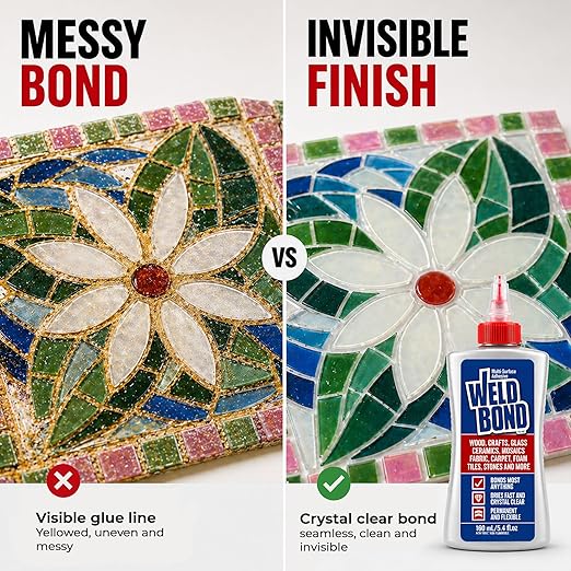 Weldbond Multi-Surface Glue Non Toxic for Mosaic Wood Ceramic Craft 5.4oz | Non Toxic Glue Dries Crystal Clear Heavy Duty Adhesive Glue for Craft, Ceramic, Wood Working, Glass, Porcelain, Tile and more