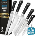 Cutluxe Kitchen Knives, 5-Piece Chef Knife Set – Razor Sharp German Steel | Full Tang Ergonomic Handles, Professional Blades – Artisan Series, Forged High Carbon