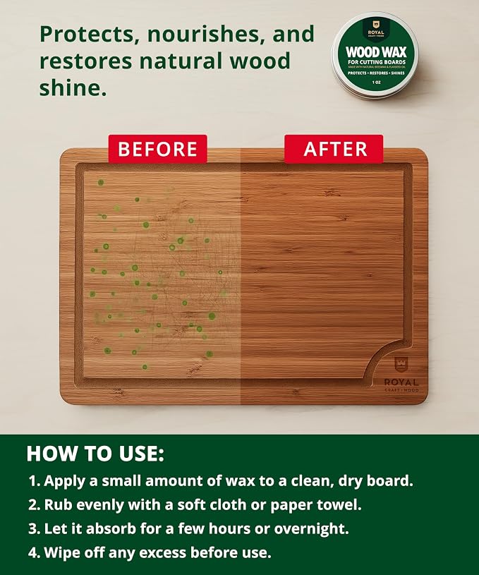 ROYAL CRAFT WOOD Wooden Cutting Boards for Kitchen Meal Prep & Serving - Bamboo Wood Serving Board Set with Deep Juice Groove Side Handles - Charcuterie & Chopping Butcher Block for Meat