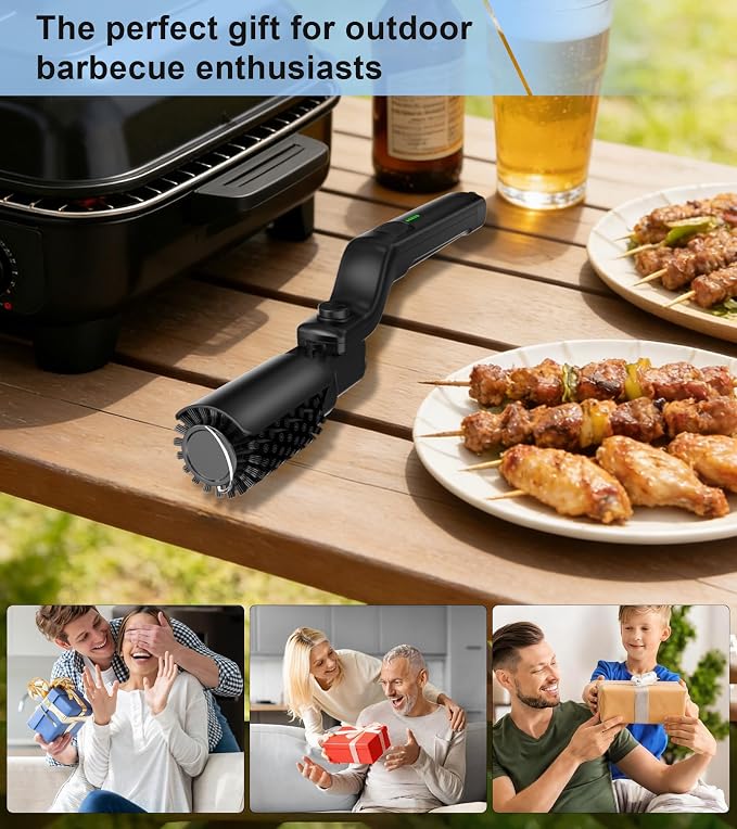 Electric Grill Brush for Outdoor, Rechargeable Grill Cleaning Brush with Replaceable Brush Heads, 3-Speed Settings, and Adjustable Angle, Designed specifically for Outdoor Charcoal and Gas Grills