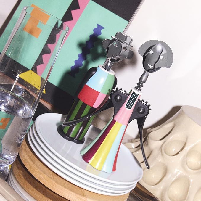 Alessi Anna G. Parade AM01A 5 Design Corkscrew in AlkiPaper® and Chrome Zamak, Multicoloured