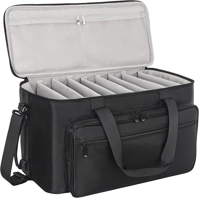 AKOZLIN Large Travel Gig Band Cable File Bag With Detachable Dividers,DJ Cord Organizer Case for Laptop,DJ Gear,Sound Instrument and Musician Accessories