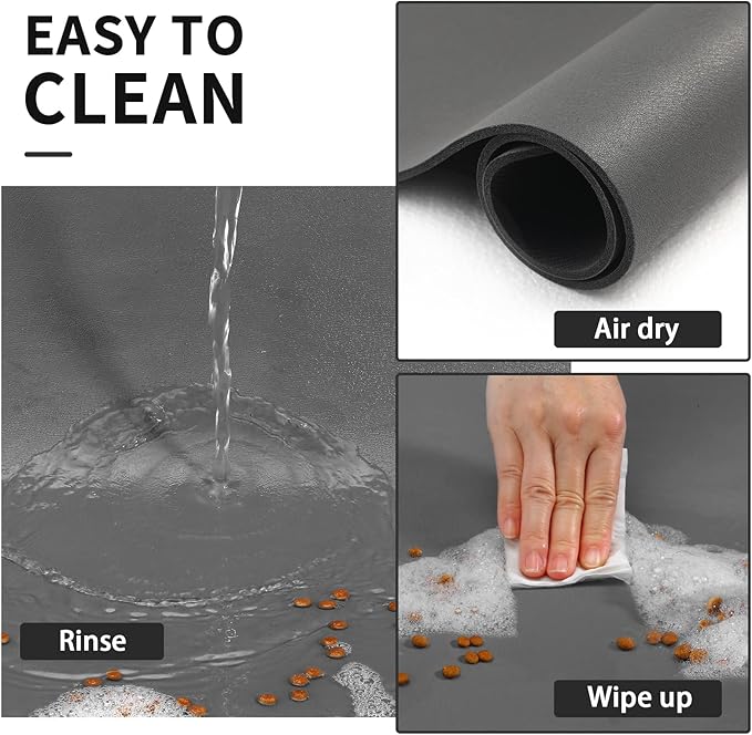 HotLive Dog Food Mat - Absorbent Cat Mat for Food and Water, No Stains Pet Feeding Bowl Mat, Easy to Clean Pet Placemats, Quick Dry Dog Water Dispenser Mat for Messy Drinkers | Paw Dark Grey 12"x 19"