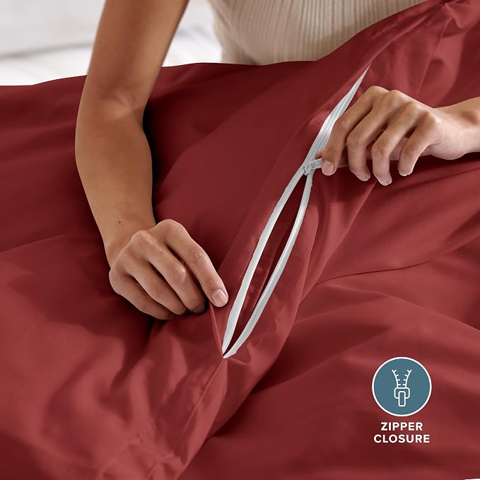 Bare Home Bedding Duvet Cover Queen Size - Premium 1800 Super Soft Collection - Lightweight, Cooling - Soft Breathable Bedding Duvet Cover (Queen, Rosewood)