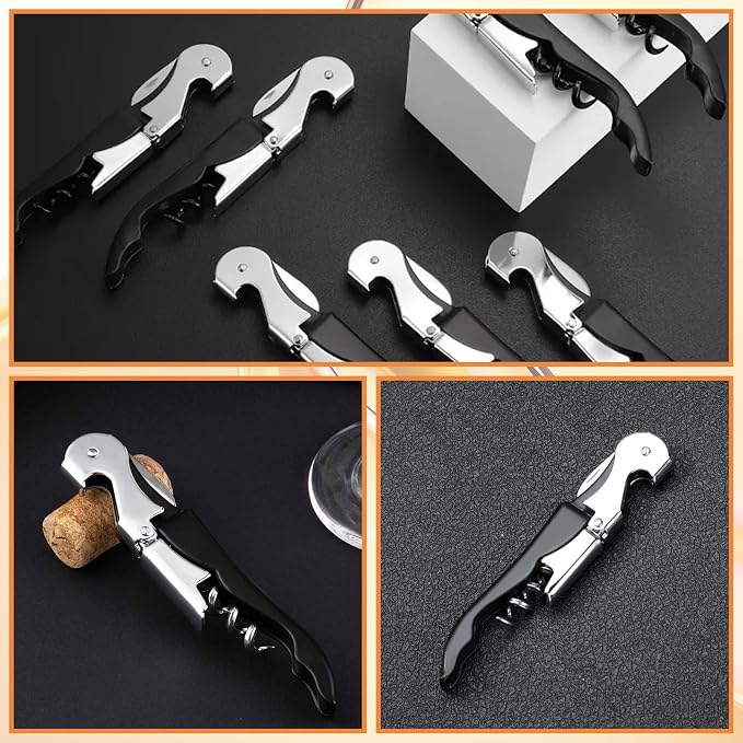 50 Pack Black Wine Opener Bulk Waiter Corkscrew Wine Opener Upgraded Heavy Duty Wine Keys Double Hinged Wine Key for Serves Bartenders Party Favor (50 Pack)