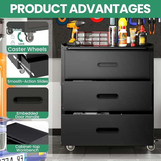 12-Piece Heavy Duty Steel Garage Cabinet System | All-in-One Modular Garage Cabinet Set for Ultimate Workshop Organization | Easy Assembly Garage Storage Cabinets & Tool Bench (Black)