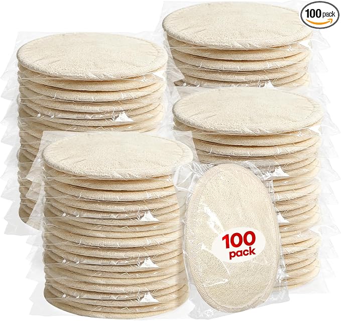 Loofah Individually Wrapped,Luffa,Natural Loofahs,Bath Loofah,Shower Loofah,Body Loofah,Loofah Exfoliating Body Scrubber Pads,Travel Loofah Sponges Pouf Brush for Women and Men (100 Pack)