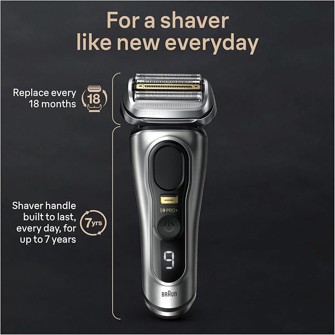 Braun Series 9 PRO+ Electric Razor for Men, 5 Pro Shave Elements & Precision Long Hair Trimmer, 6in1 SmartCare Center, Wet & Dry Electric Shaver for Smooth Skin with 60min Battery Runtime, 9517s