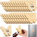 Vesici 24 Pcs Magnetic Bottle Opener 2.5in DIY Bamboo Butterfly Shape Beer Openers Wooden Fridge Magnet Refrigerator Sticker Gift for Beer Lover Wedding Guest Kitchens Bars Parties