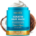 MAREE Deep Conditioning Hair Mask for Damaged Hair Treatment – Keratin Hair Care for Hydrating Growth Repair Moisturizing – Dry Curly Color Refreshing – 10 Fl Oz, White